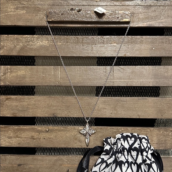 Brighton nwt spear cross Swarovski crystal reversible pedant silver necklace - Picture 2 of 6